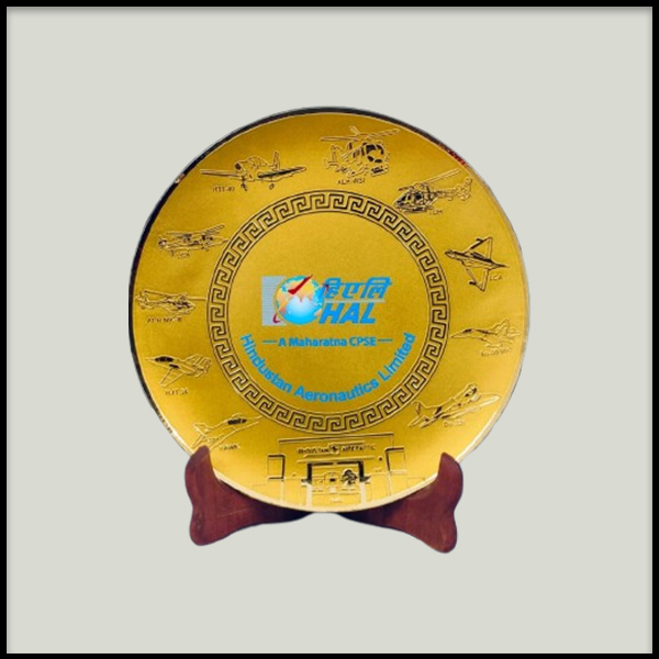 Round Metal Golden Plate Trophies