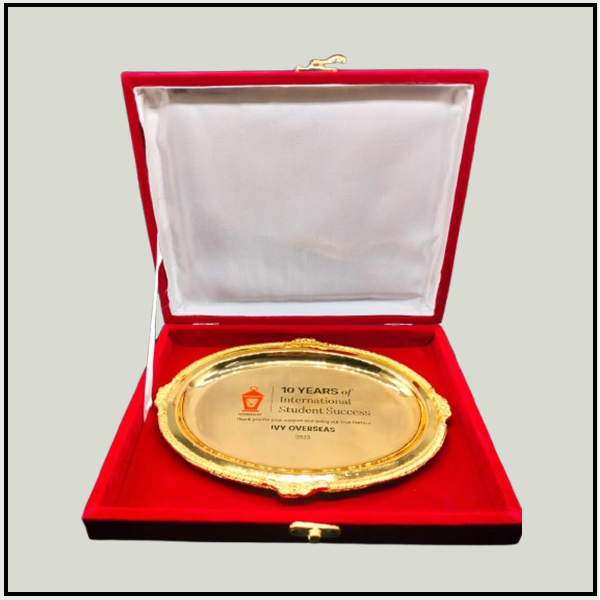 Metal Oval Shape Trophy with Velvet Red Box